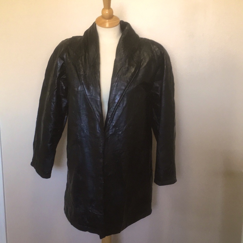 Leather Jacket Woman’s Patchwork Soft Vintage Des… - image 2